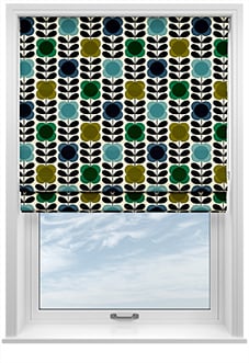Orla Kiely Spot Flower Stem, Blue & Green - Twist&Fit Roman Blind